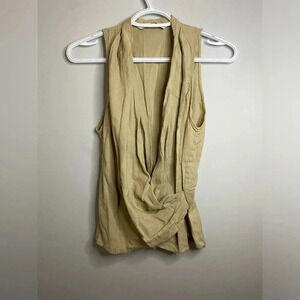 💚 Zara - Wrap Style tan taupe sleeveless shirt - XS